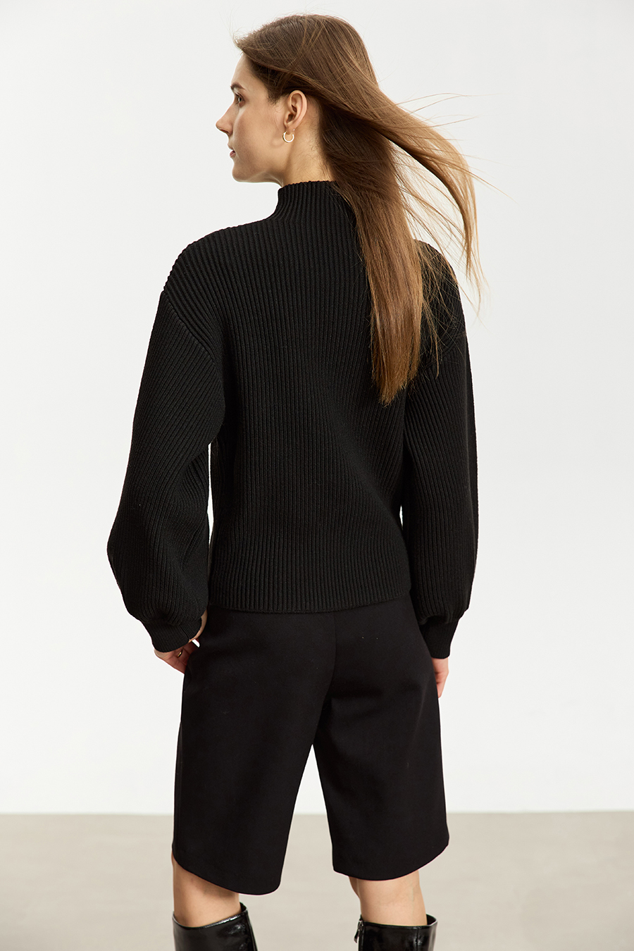 Mock Neck Lantern Sleeve Sweater|AMII-AMII.com