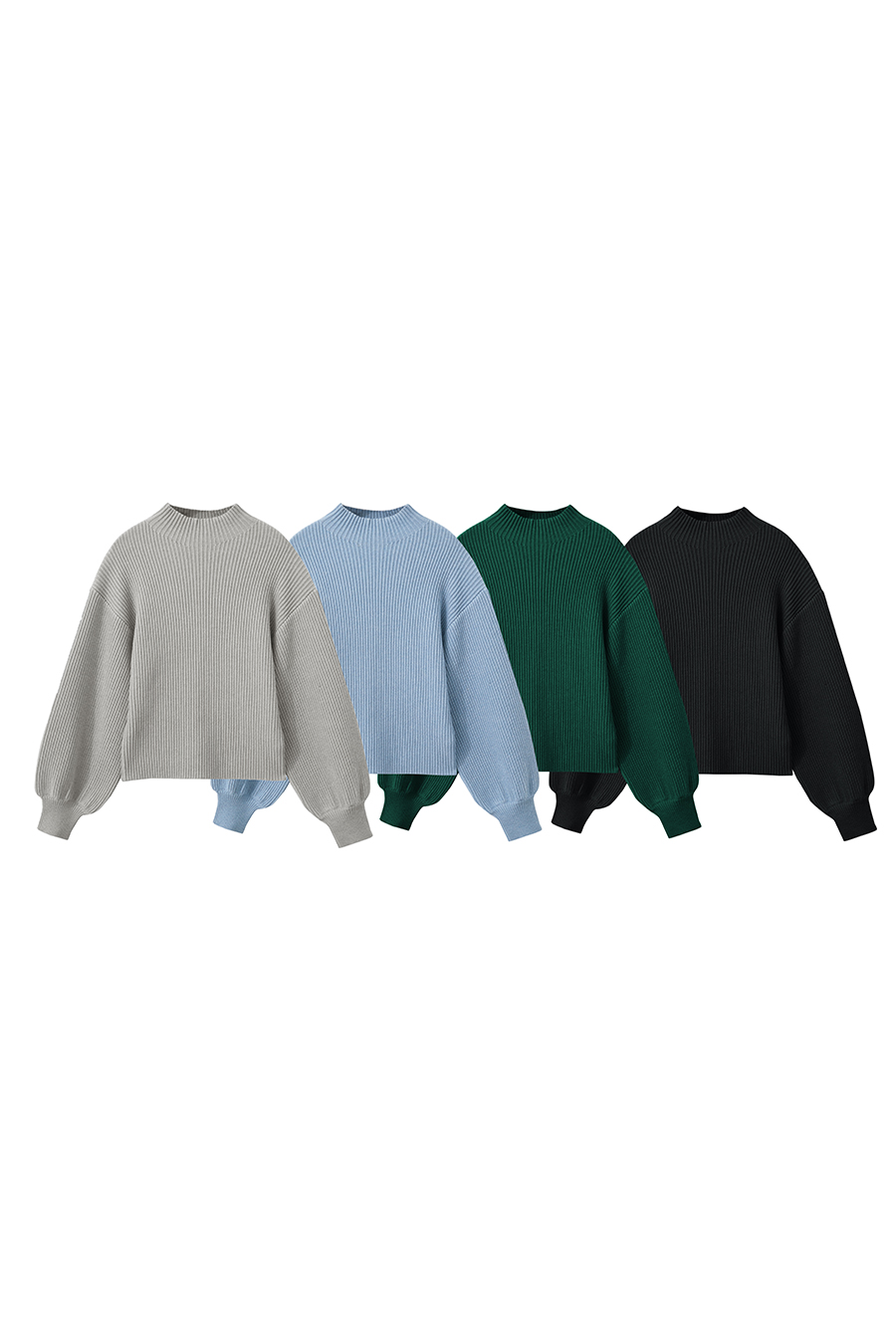 Mock Neck Lantern Sleeve Sweater|AMII-AMII.com