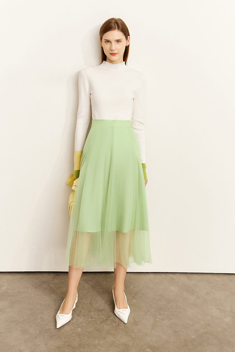 Slim Color - block Mock Neck Knitted Top|AMII-AMII.com