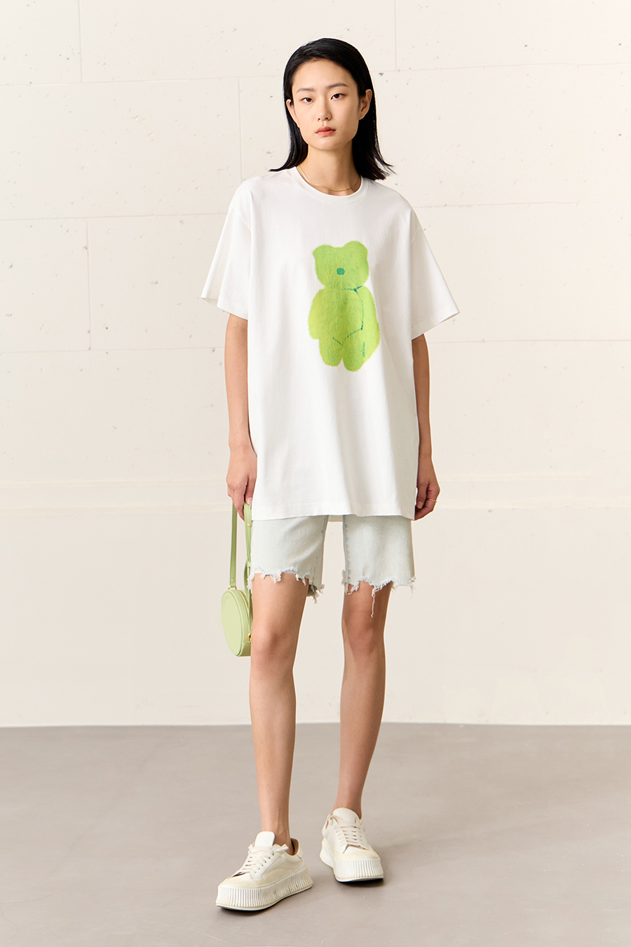 Hyaluronic acid fabric tee with bear print|AMII