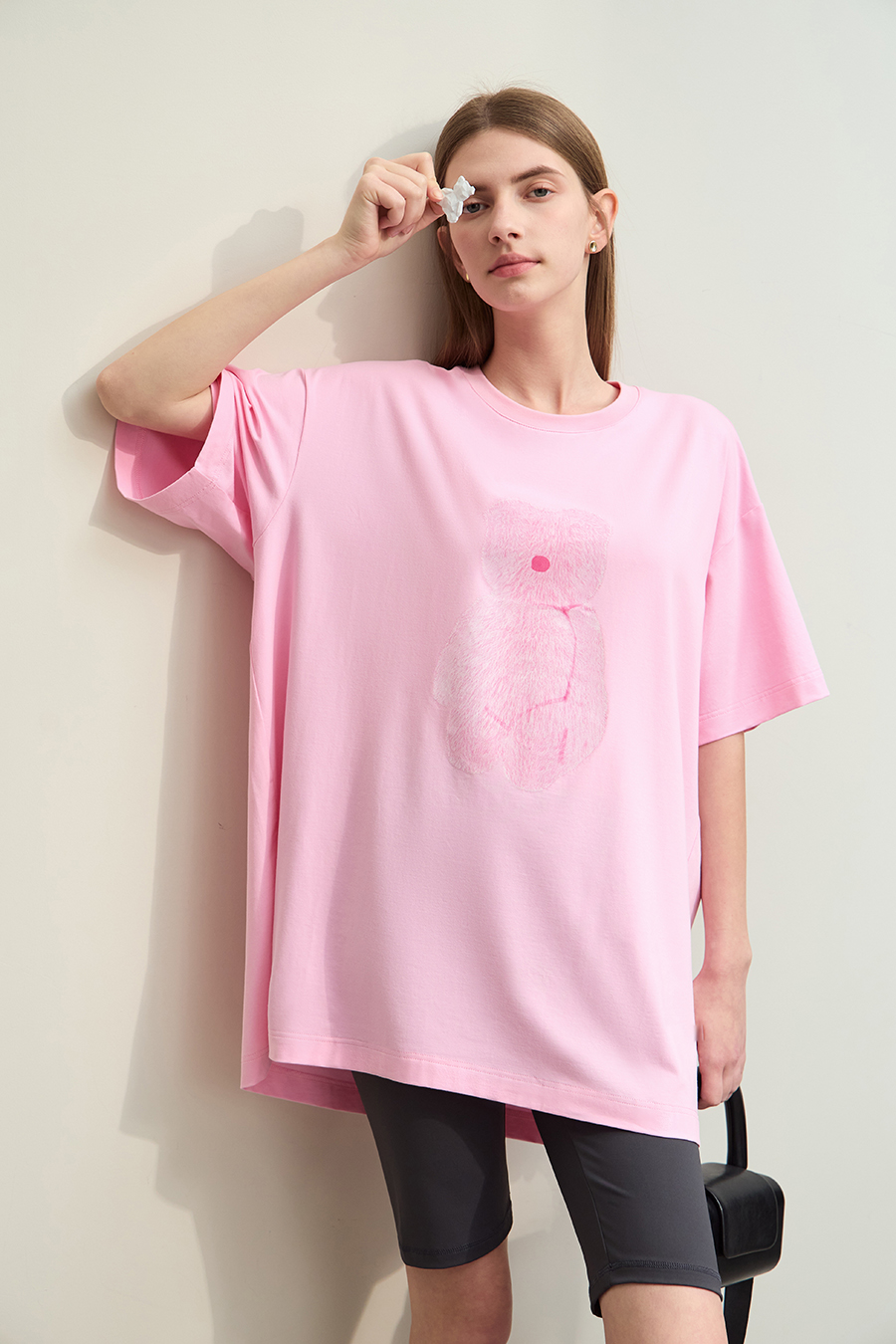 Hyaluronic acid fabric tee with bear print|AMII