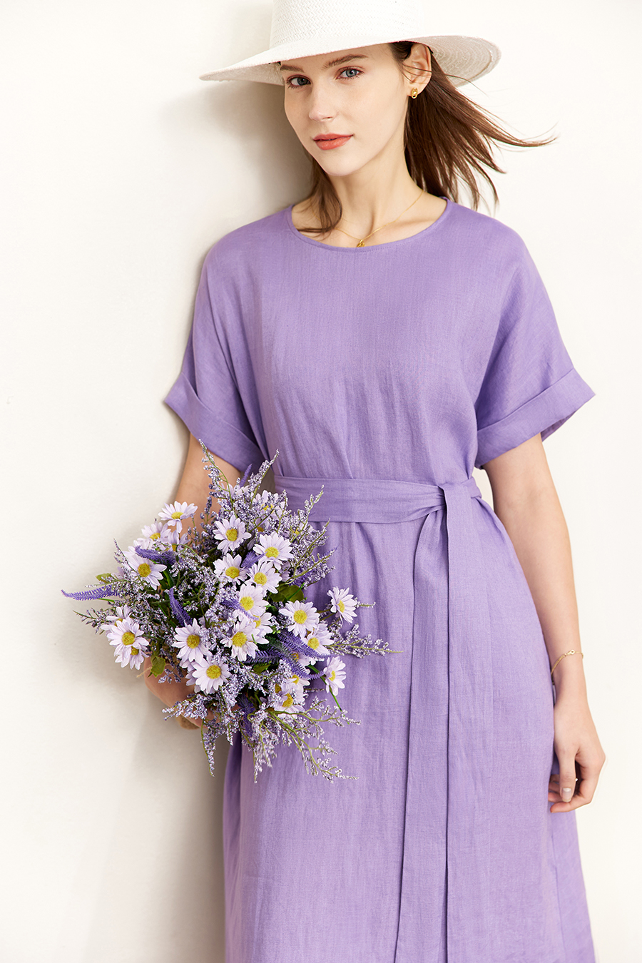 Belted Linen & Ramie Dress