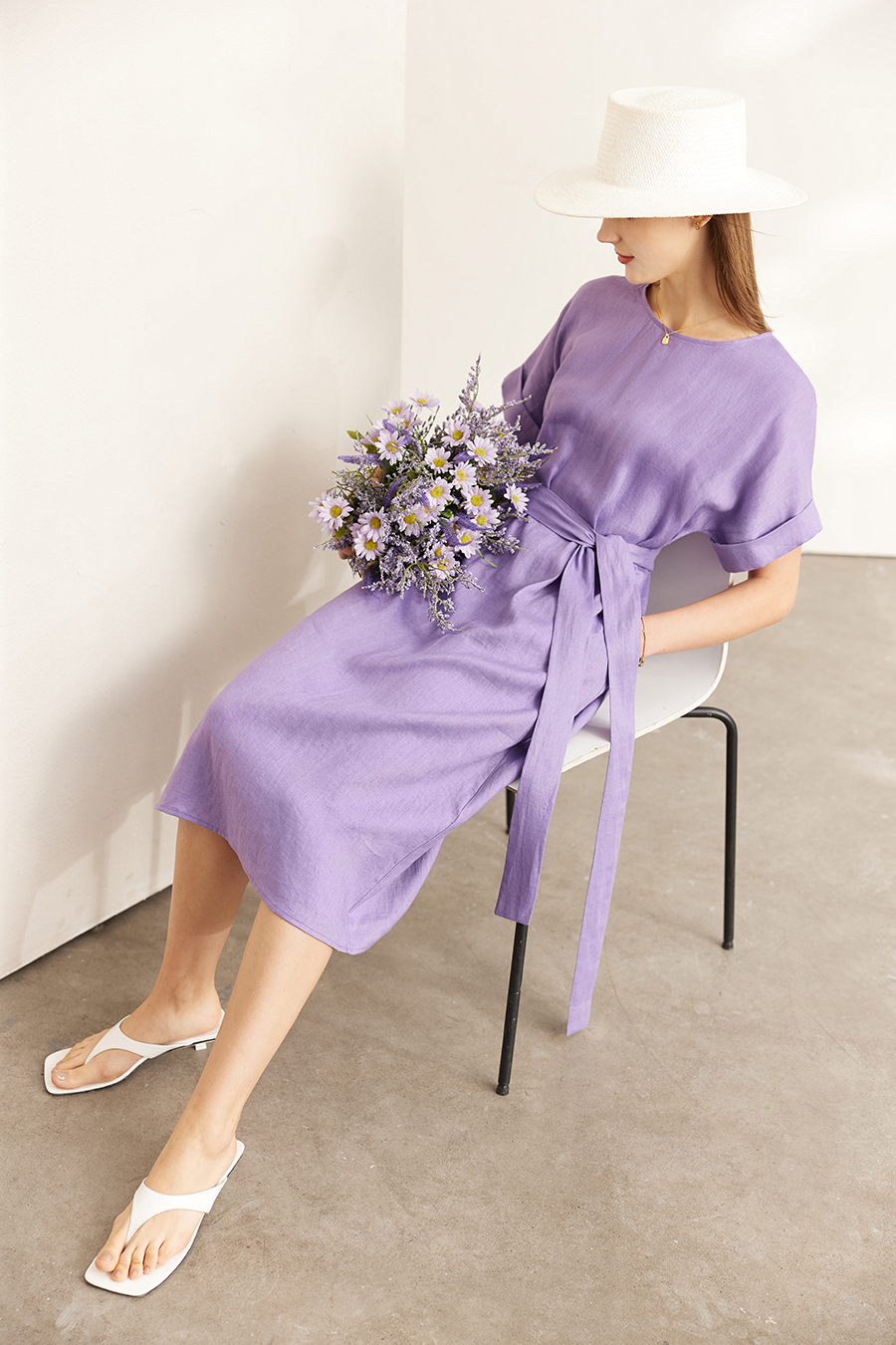 Belted Linen & Ramie Dress