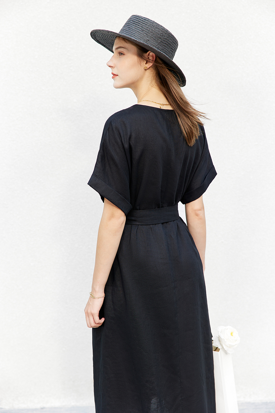 Belted Linen & Ramie Dress