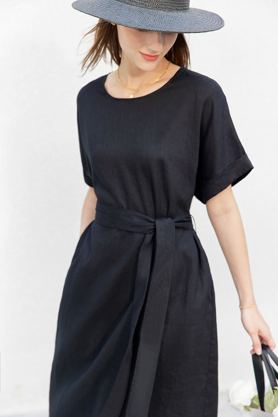 Belted Linen & Ramie Dress