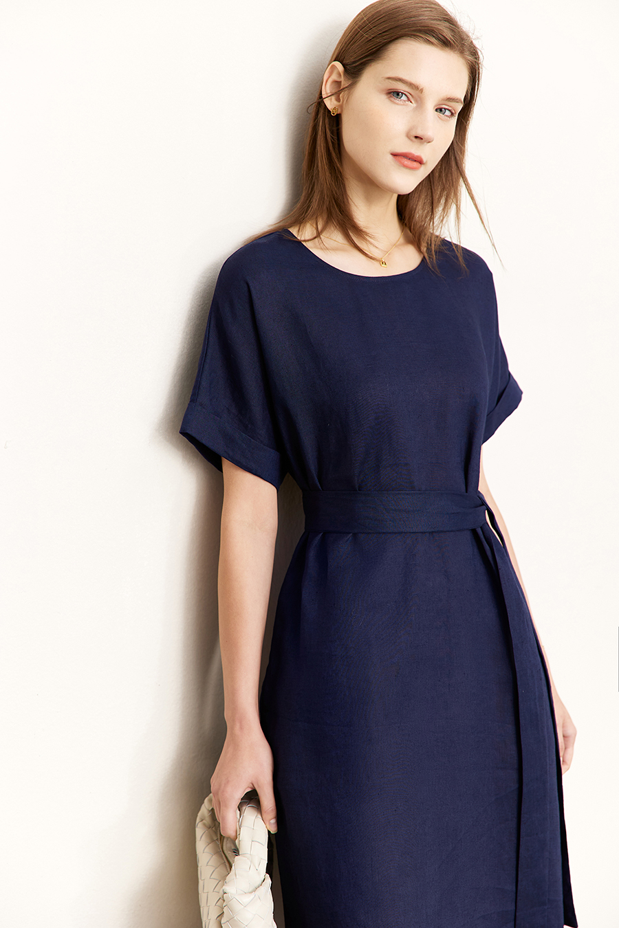 Belted Linen & Ramie Dress
