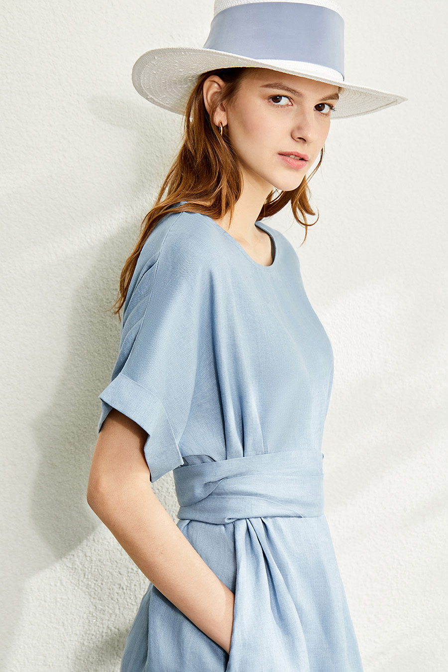 Belted Linen & Ramie Dress