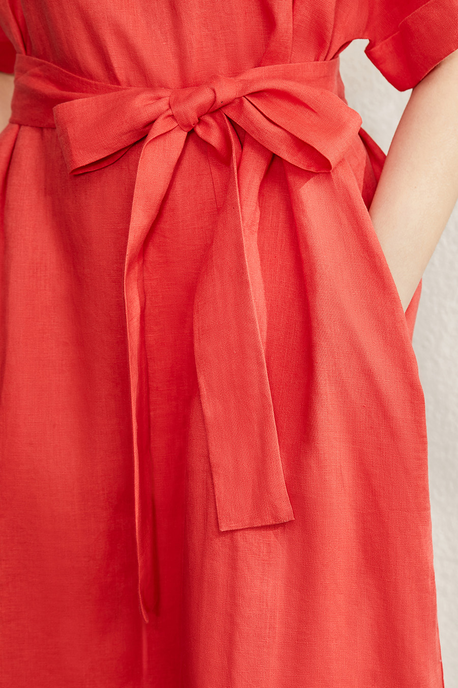 Belted Linen & Ramie Dress