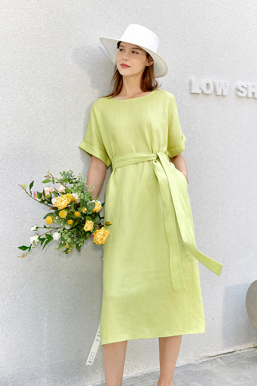 Belted Linen & Ramie Dress