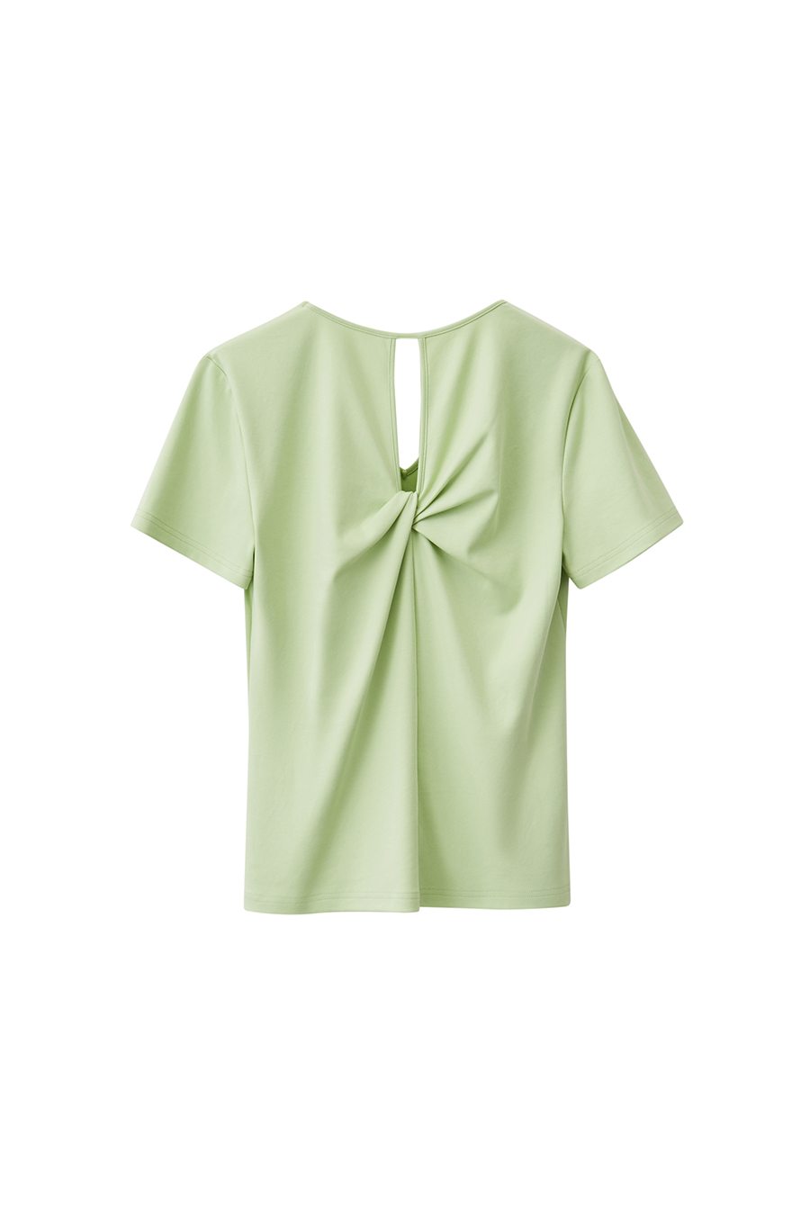 V-neck Hollow Pleated Cotton T-shirt