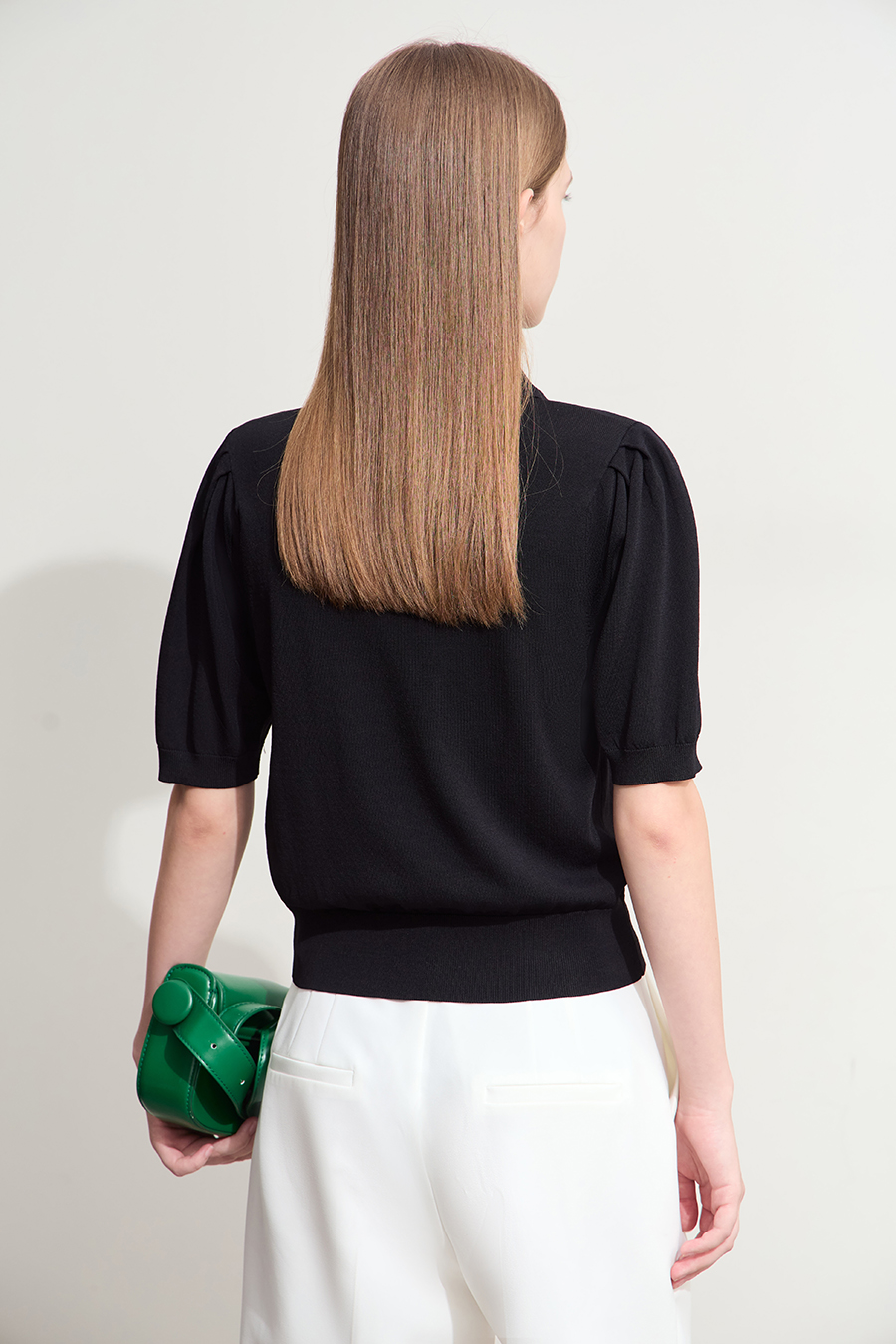 Polo Neck Heart Embroidery Knit Sweater