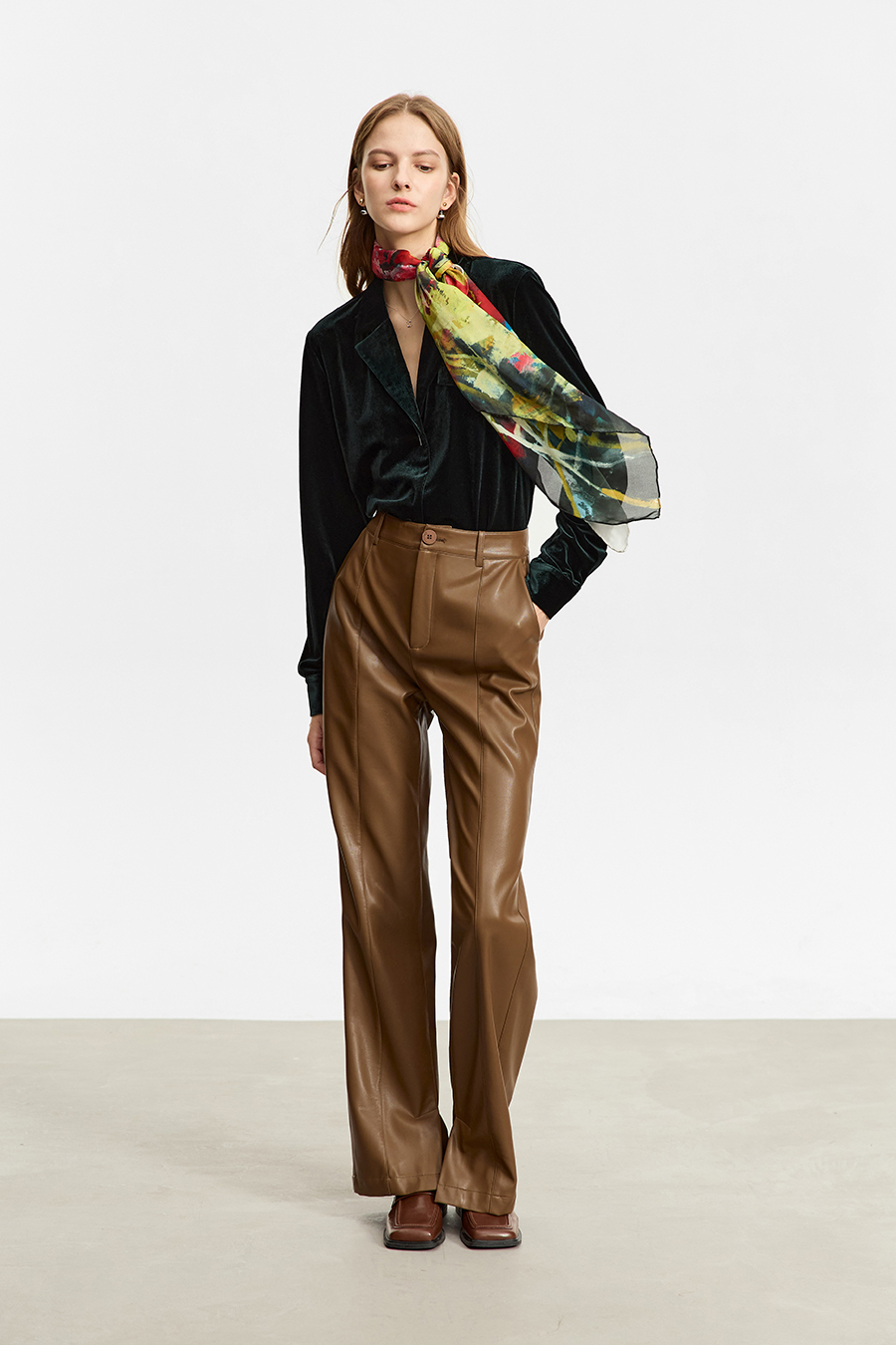 Blazer Collar Velvet Shirt