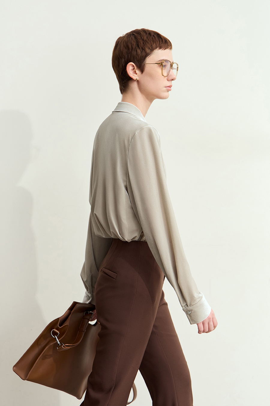 Blazer Collar Velvet Shirt