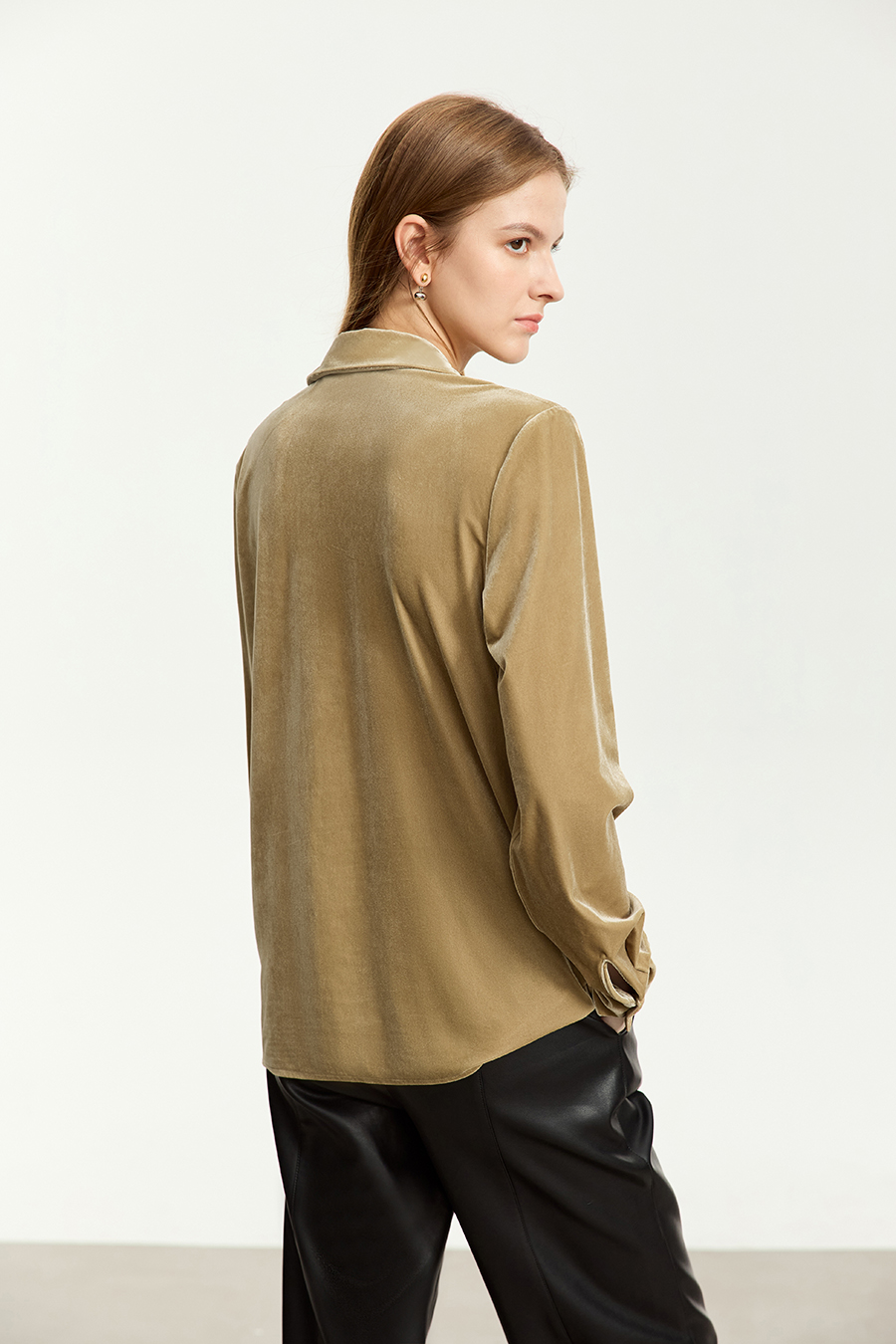 Blazer Collar Velvet Shirt