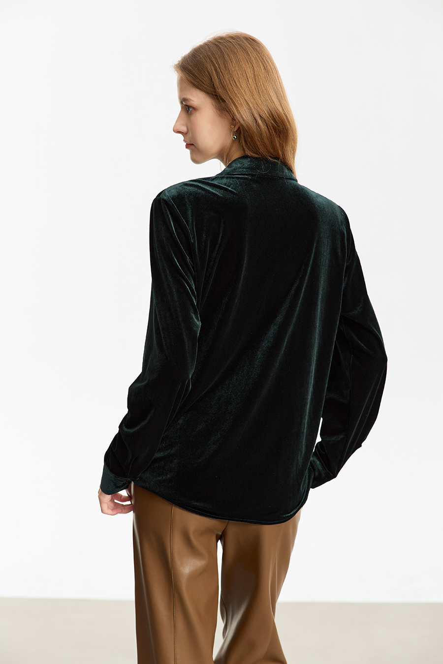 Blazer Collar Velvet Shirt