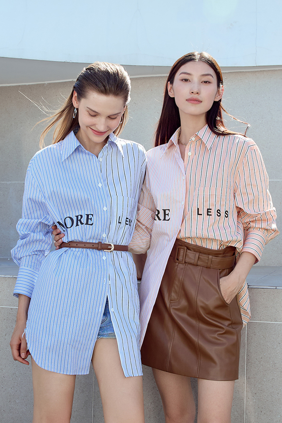 Letter Striped Drop-shoulder Shirt