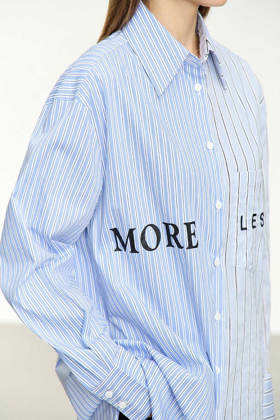 Letter Striped Drop-shoulder Shirt