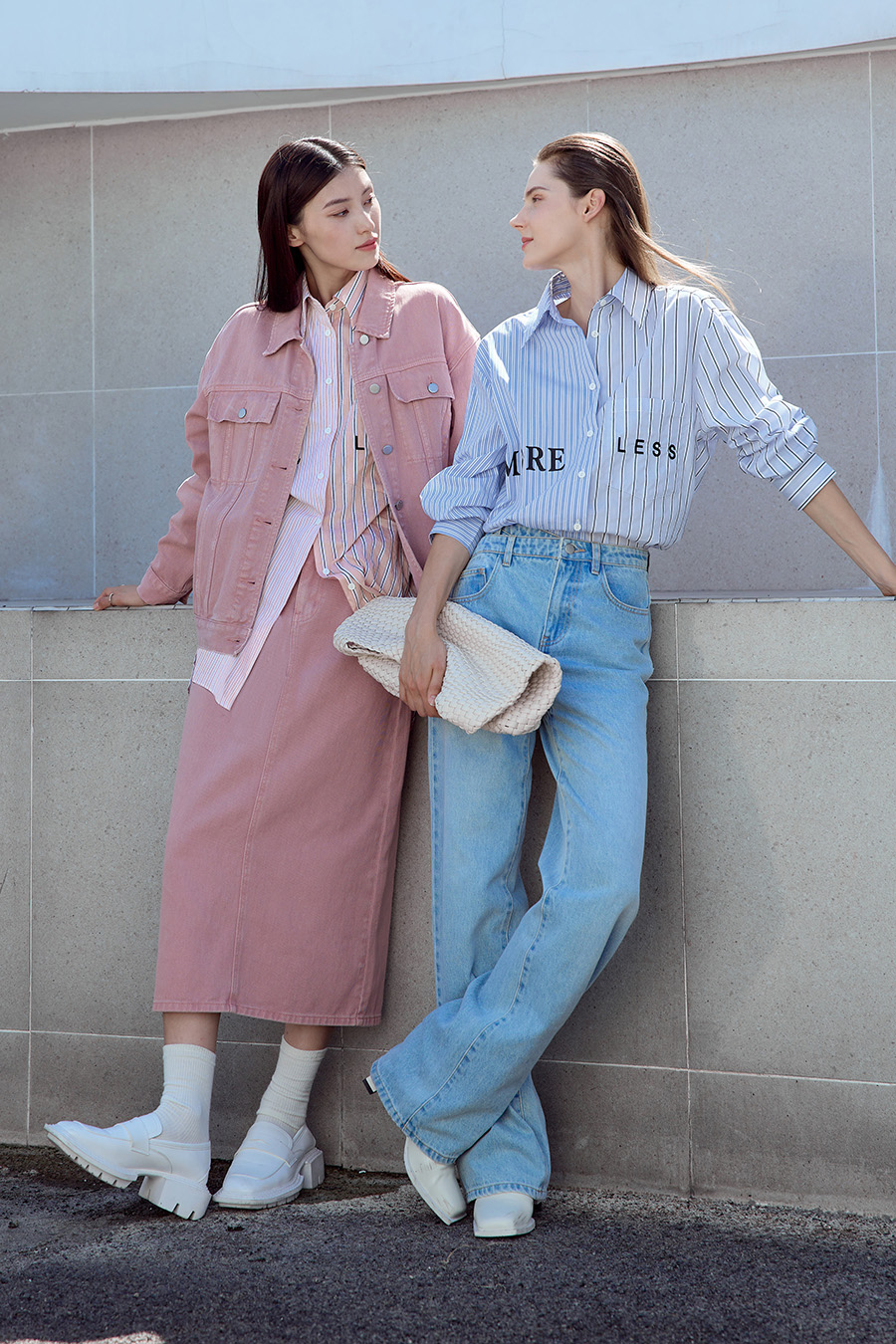 Letter Striped Drop-shoulder Shirt