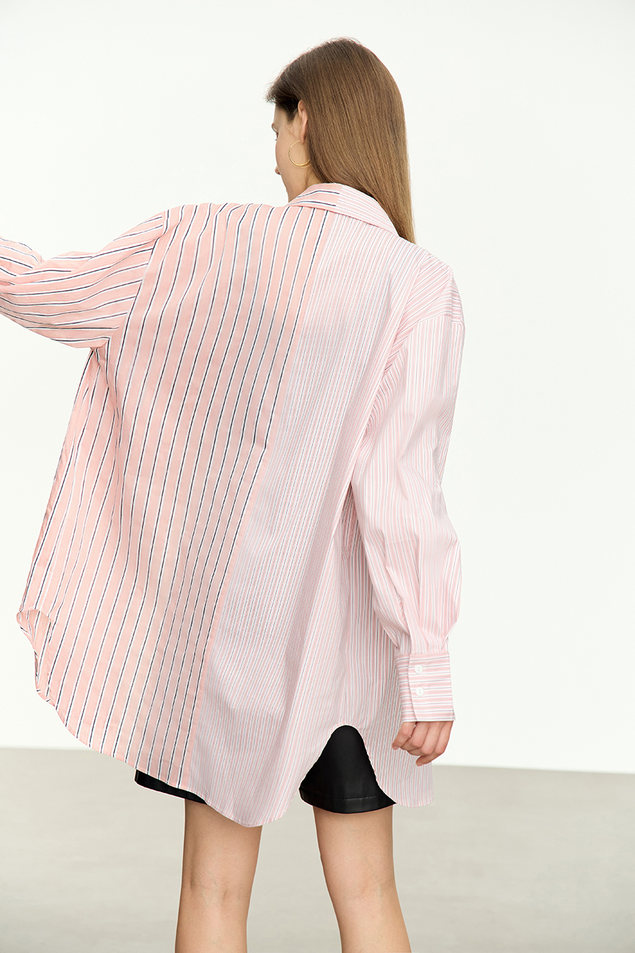 Letter Striped Drop-shoulder Shirt