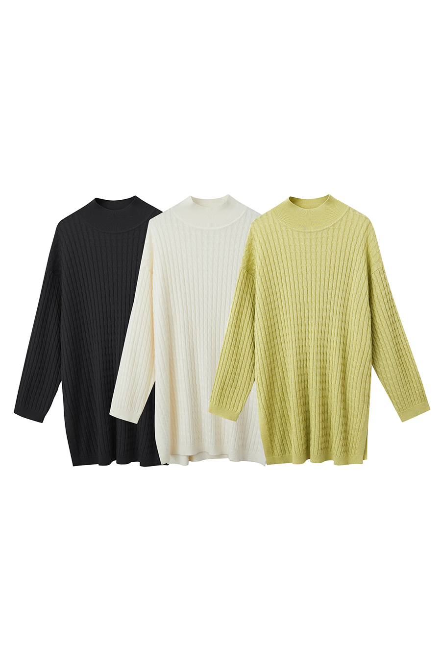 Loose Mid-length Cable Knit Sweater