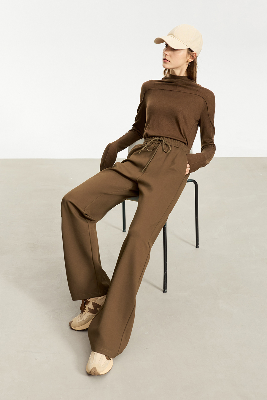 Belted Straight Leg Casual Long Pants|AMII-AMII.com