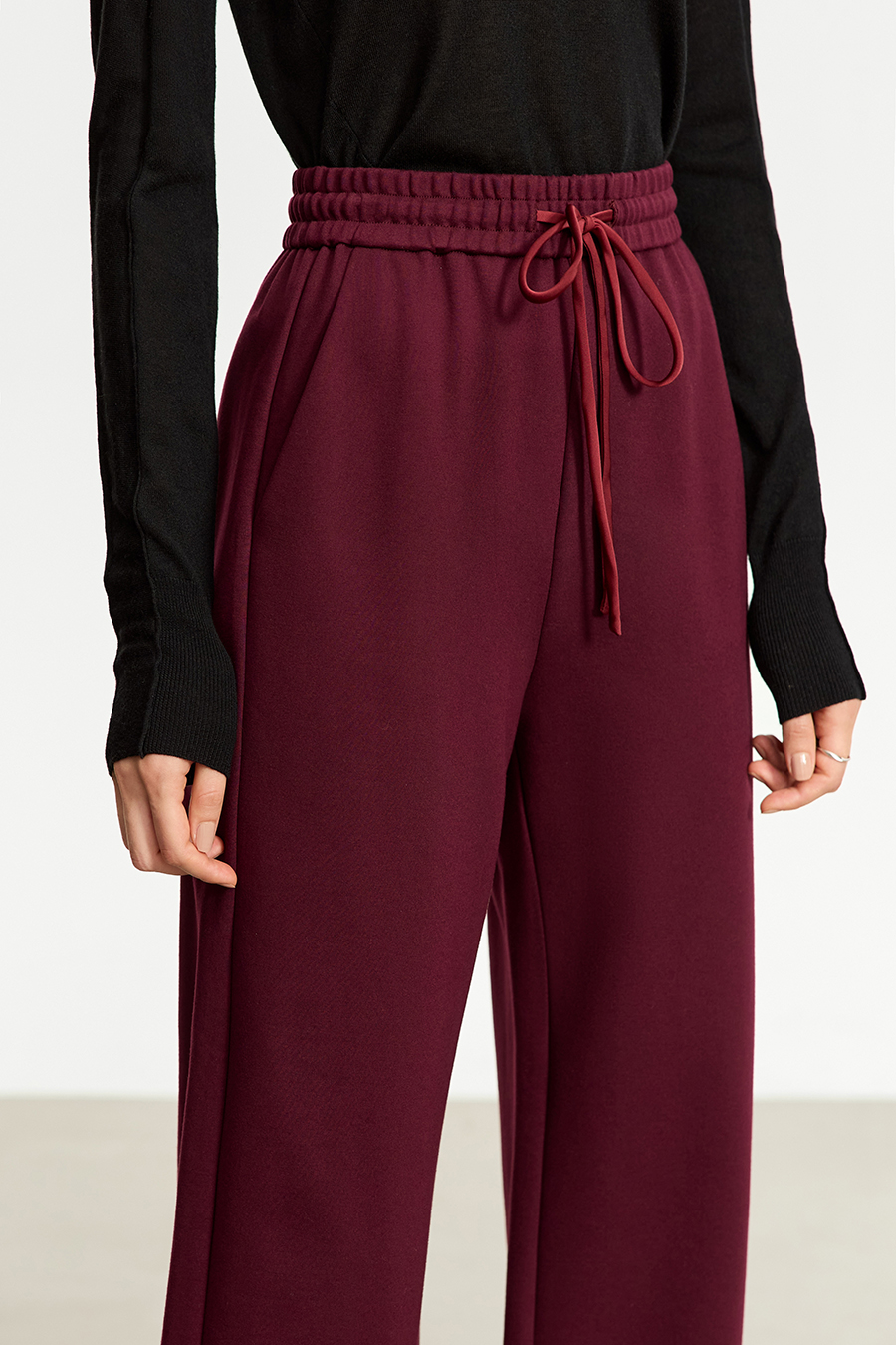 Belted Straight Leg Casual Long Pants|AMII-AMII.com