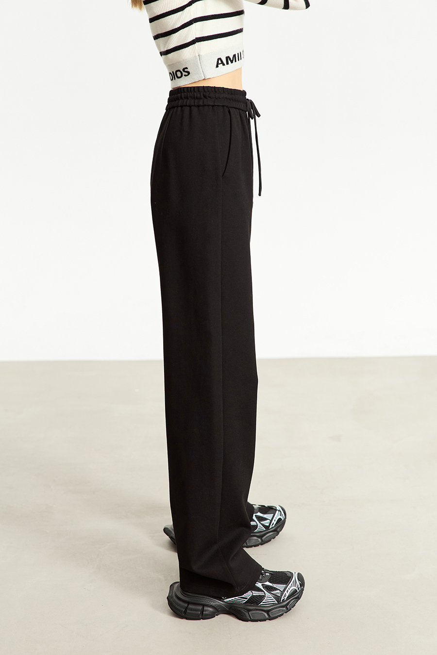 Belted Straight Leg Casual Long Pants|AMII-AMII.com
