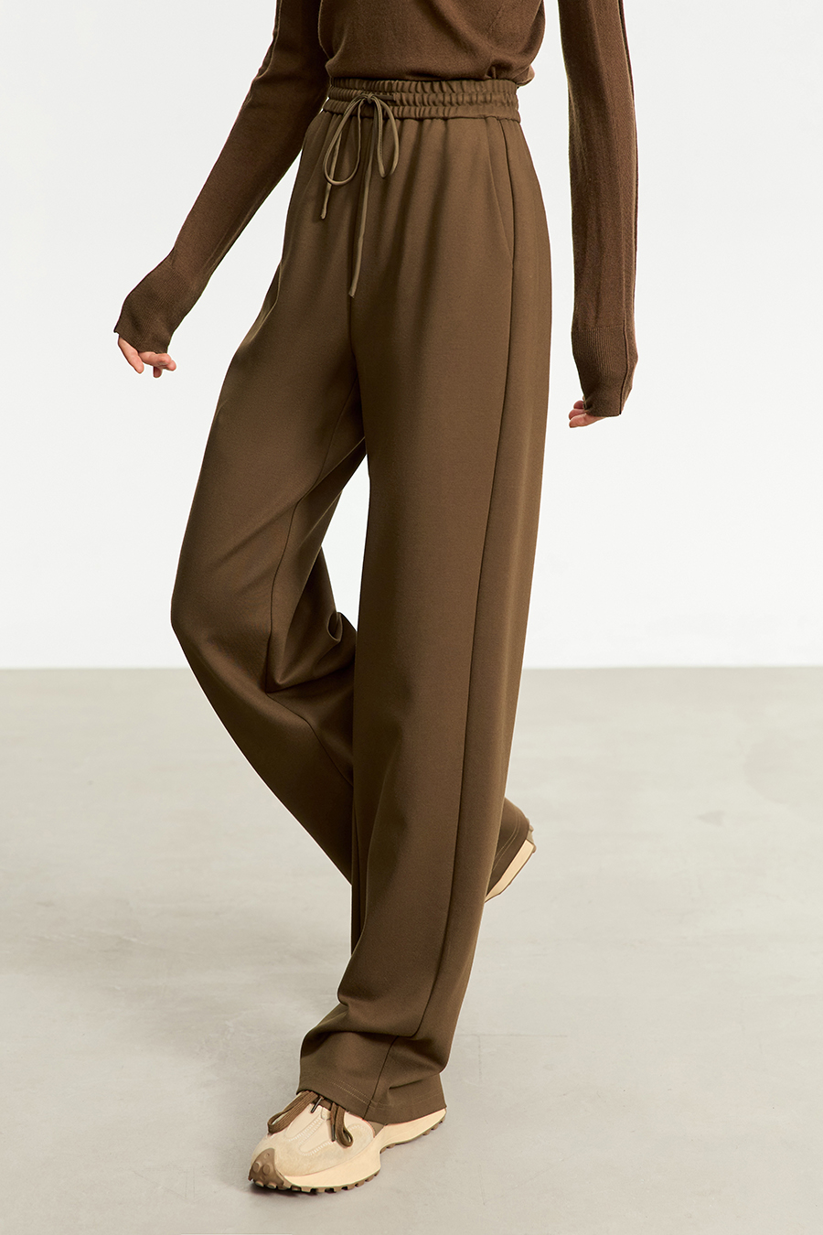 Belted Straight Leg Casual Long Pants|AMII-AMII.com