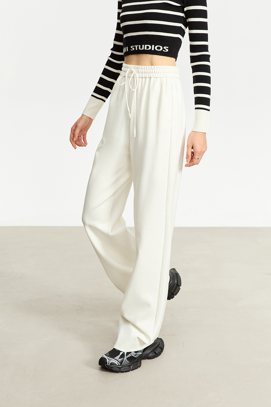 Belted Straight Leg Casual Long Pants|AMII-AMII.com