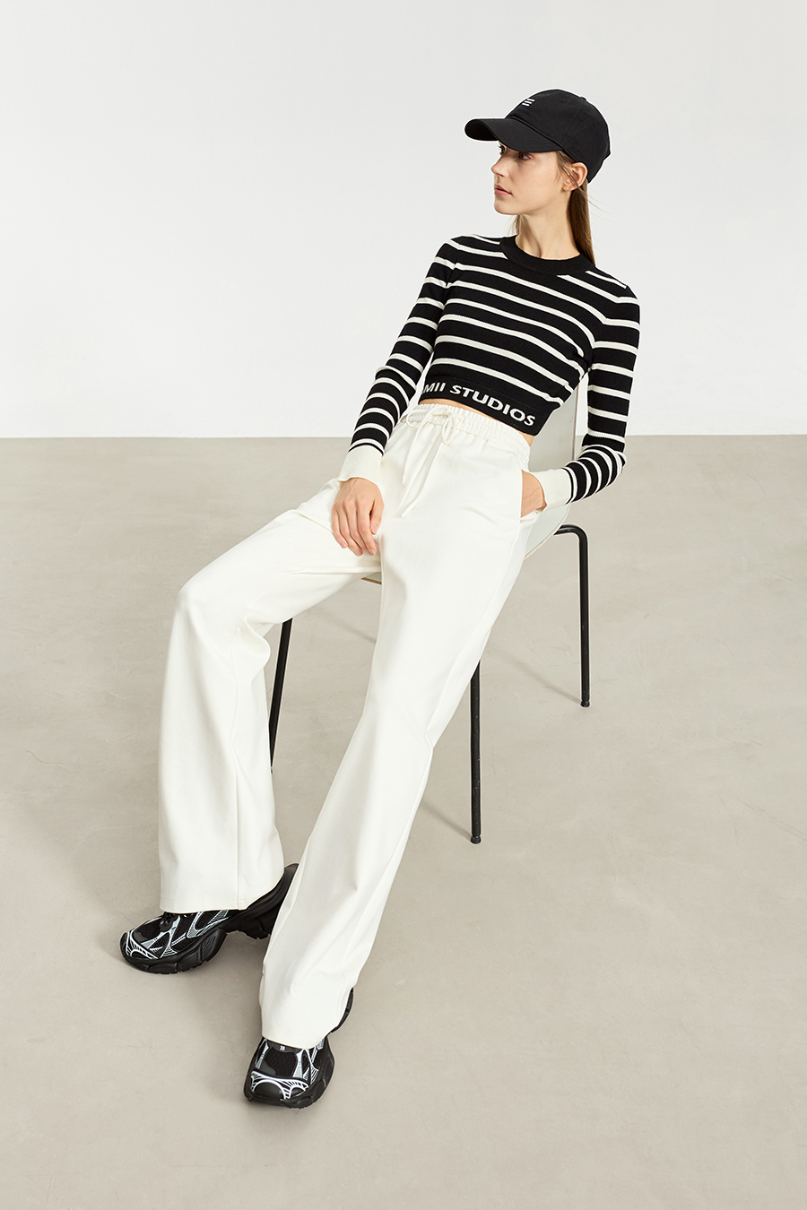 Belted Straight Leg Casual Long Pants|AMII-AMII.com