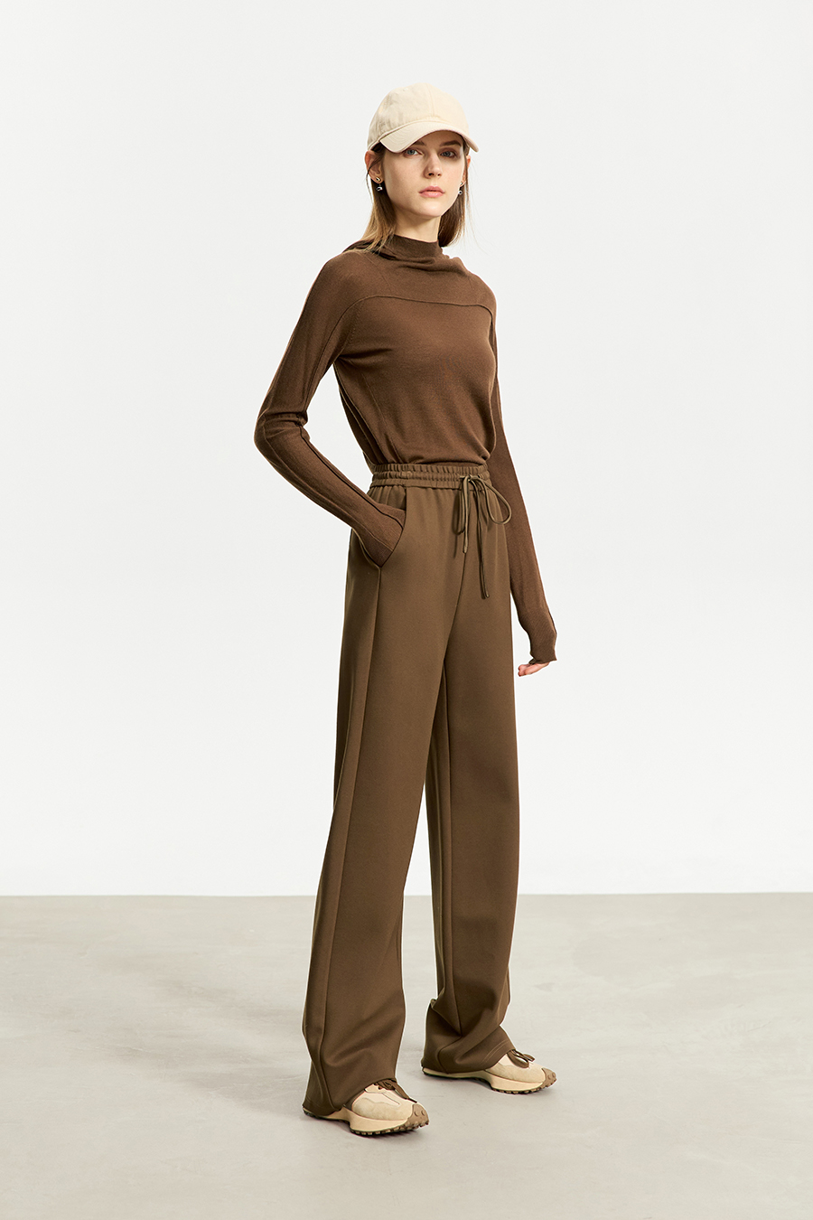 Belted Straight Leg Casual Long Pants|AMII-AMII.com