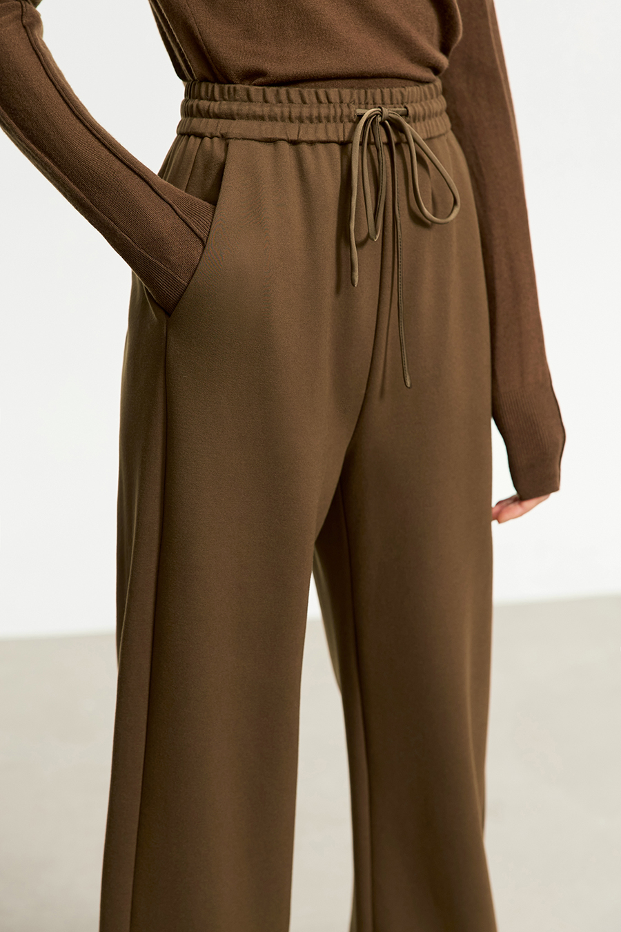 Belted Straight Leg Casual Long Pants|AMII-AMII.com