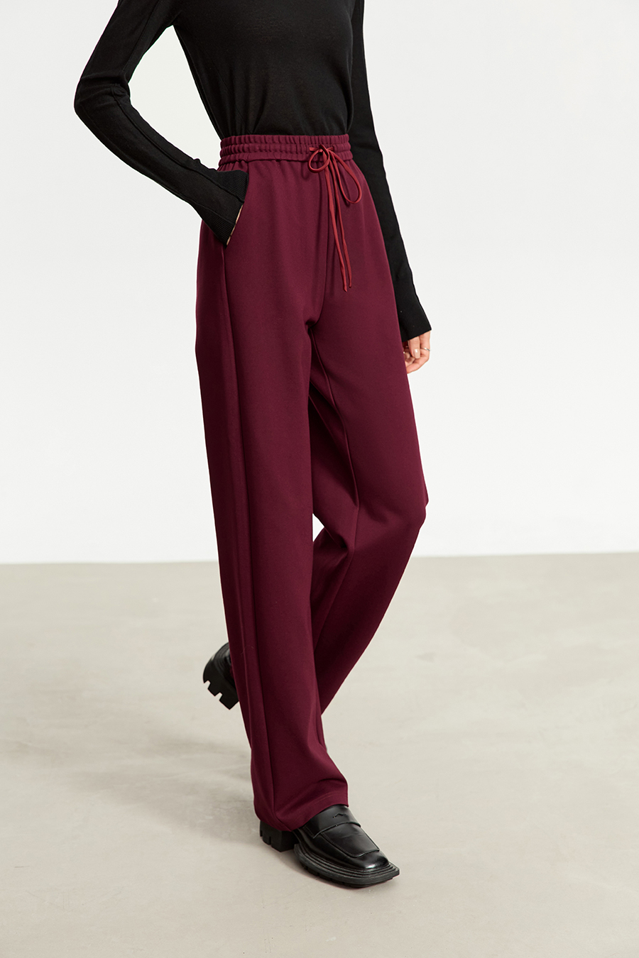 Belted Straight Leg Casual Long Pants|AMII-AMII.com