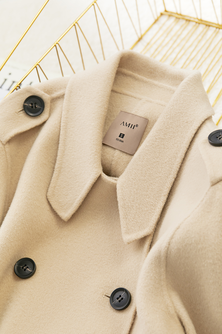 Mid-Length Double-Breasted Double-Faced Tweed Coat|AMII-AMII.com