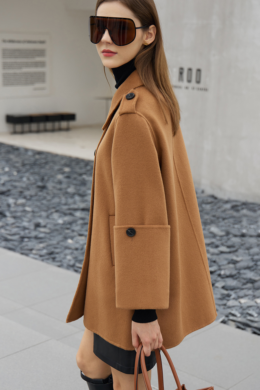 Mid-Length Double-Breasted Double-Faced Tweed Coat|AMII-AMII.com