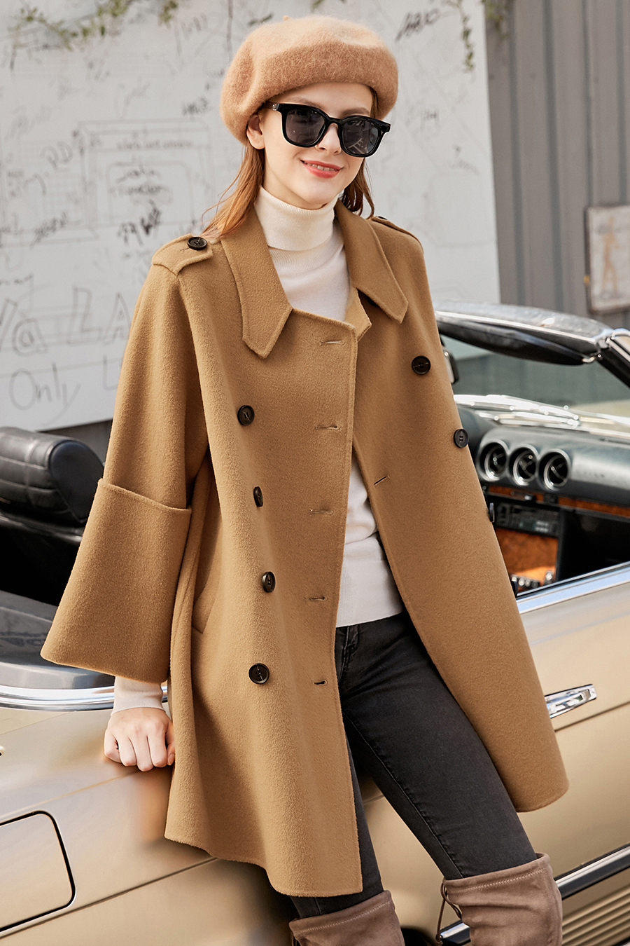 Mid-Length Double-Breasted Double-Faced Tweed Coat|AMII-AMII.com