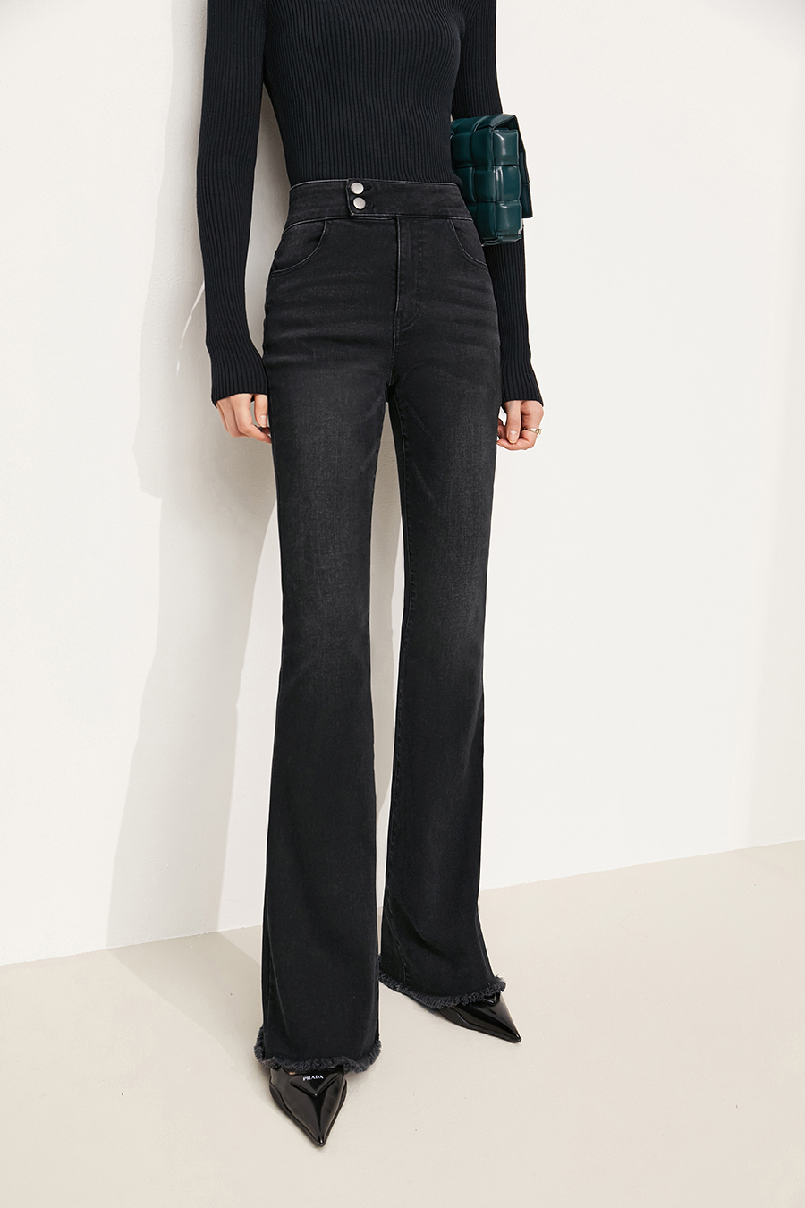 Micro - flare Fleece - lined Denim Long Pants|AMII-AMII.com