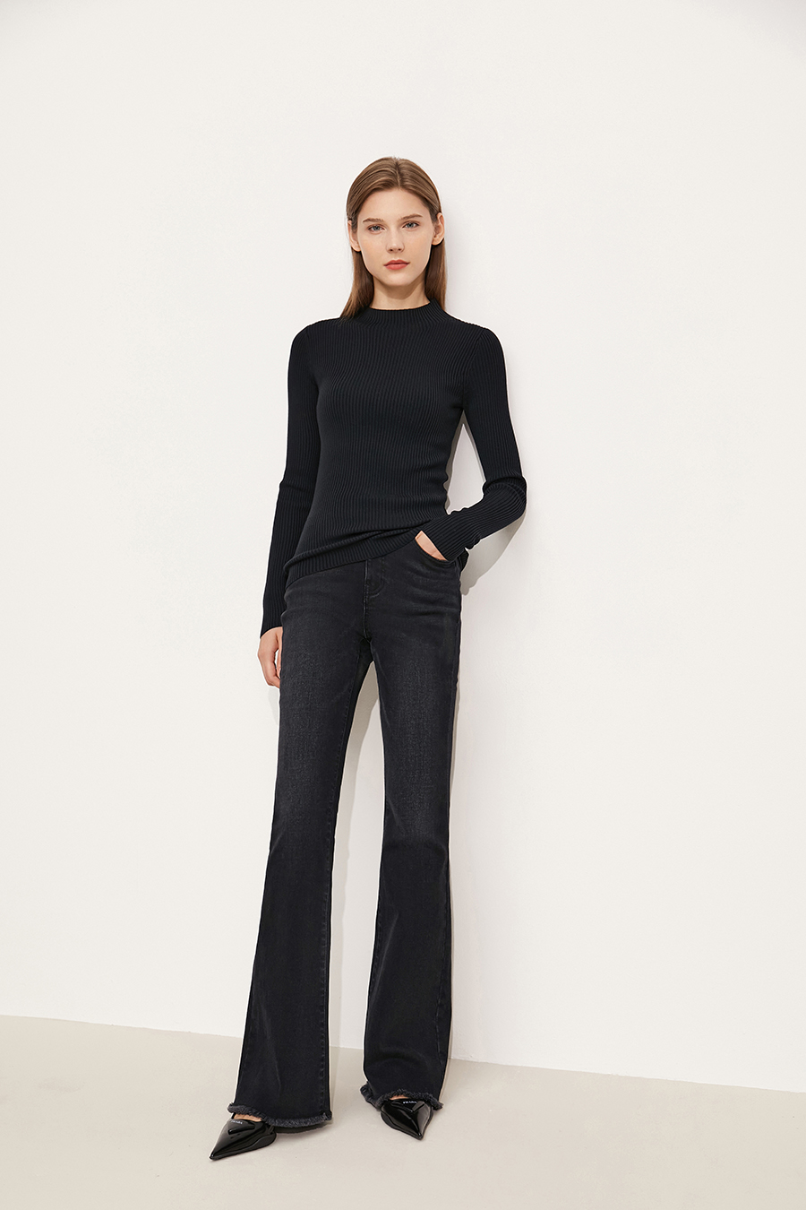Micro - flare Fleece - lined Denim Long Pants|AMII-AMII.com