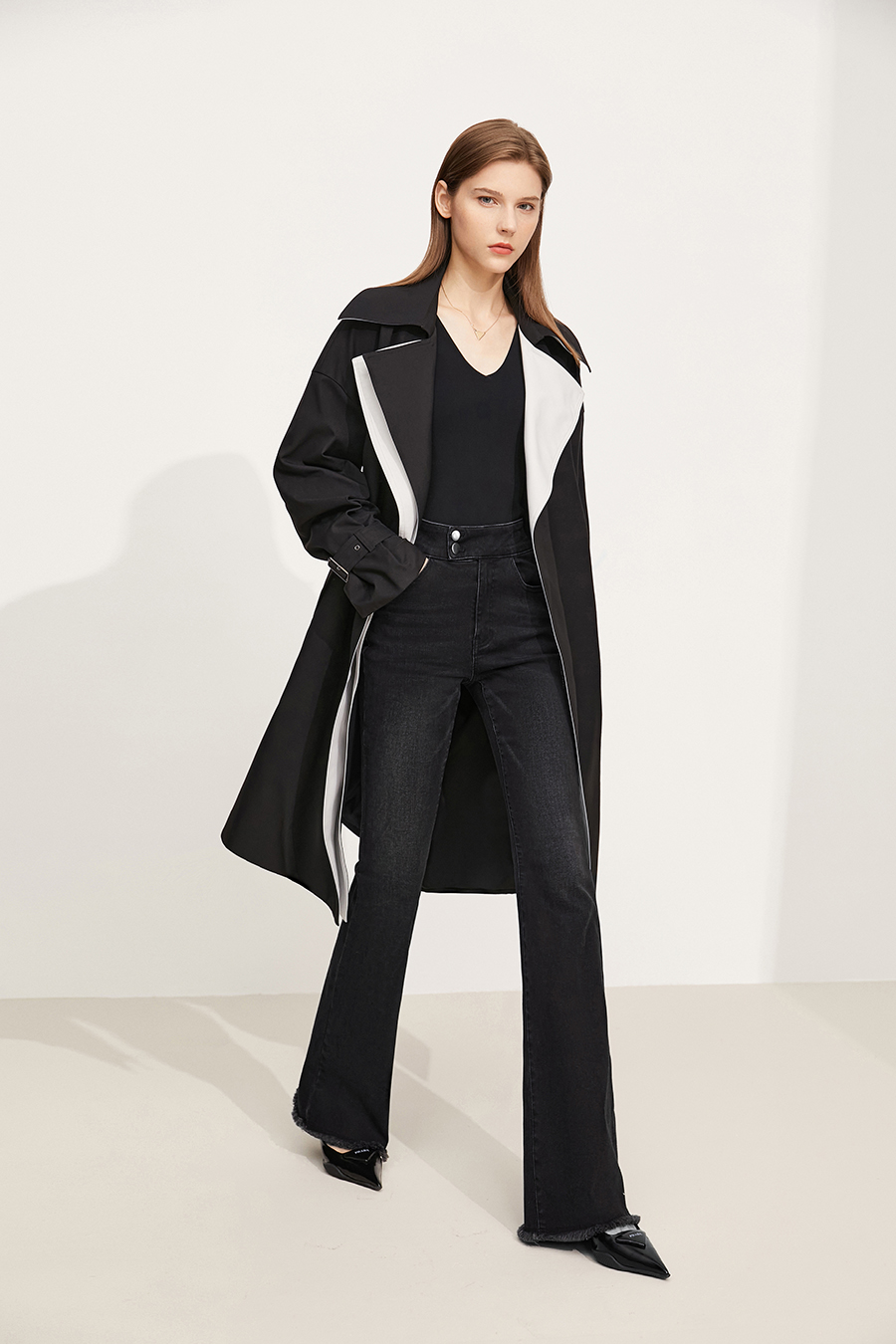 Micro - flare Fleece - lined Denim Long Pants|AMII-AMII.com