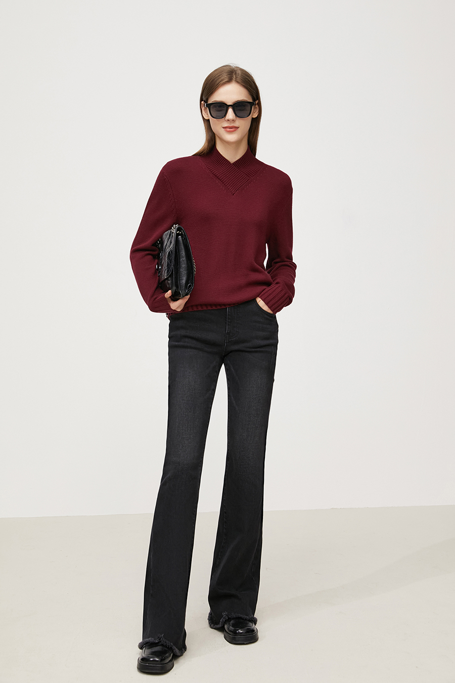 Micro - flare Fleece - lined Denim Long Pants|AMII-AMII.com