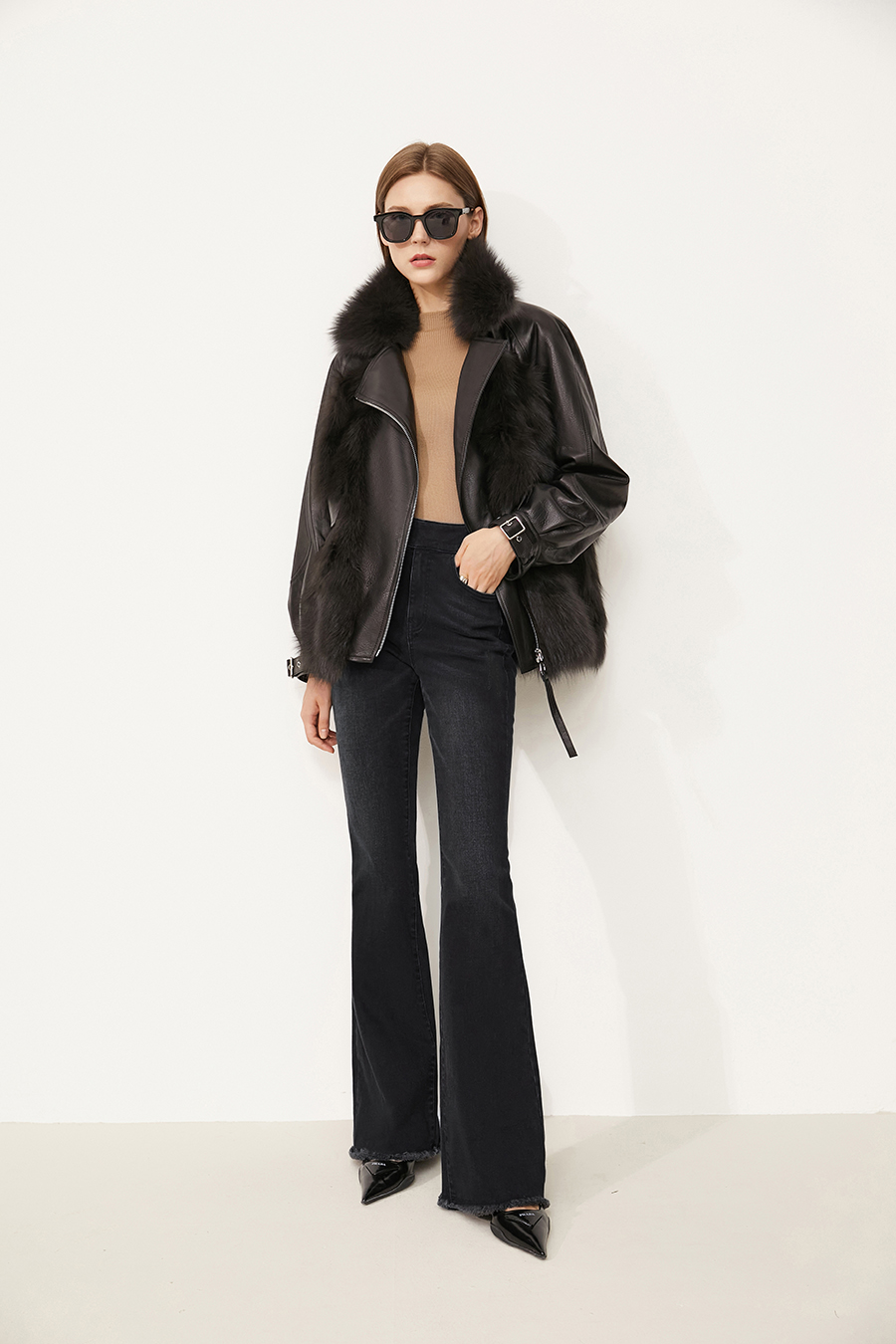 Micro - flare Fleece - lined Denim Long Pants|AMII-AMII.com