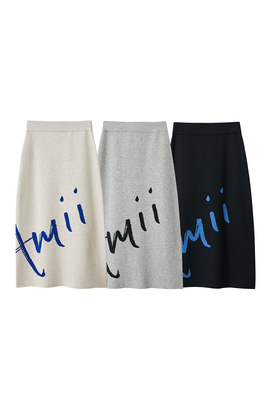 Color Block Jacquard Knit Midi Skirt|AMII-AMII.com