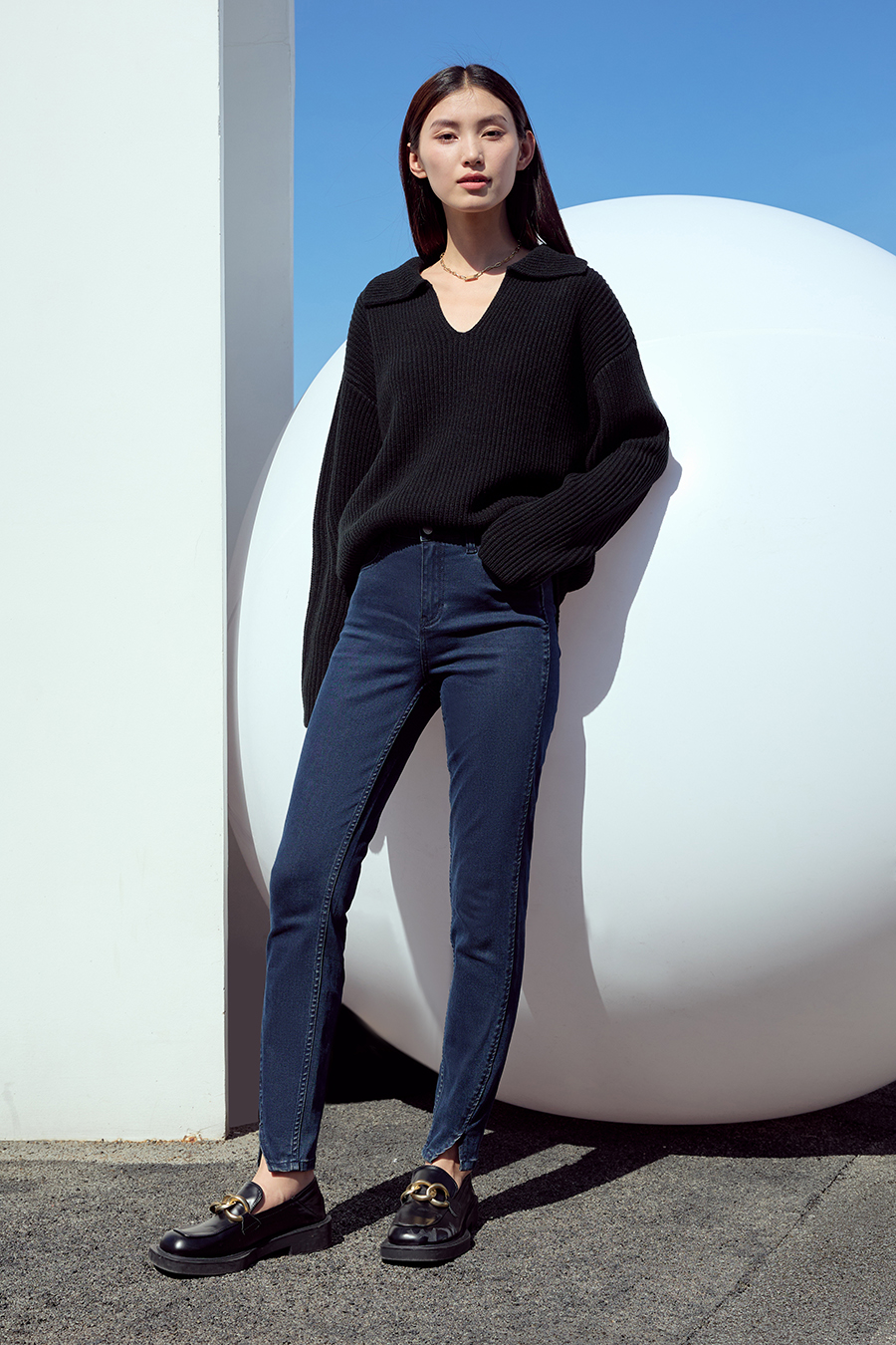 Lapel V - Neck Loose Sweater|AMII-AMII.com