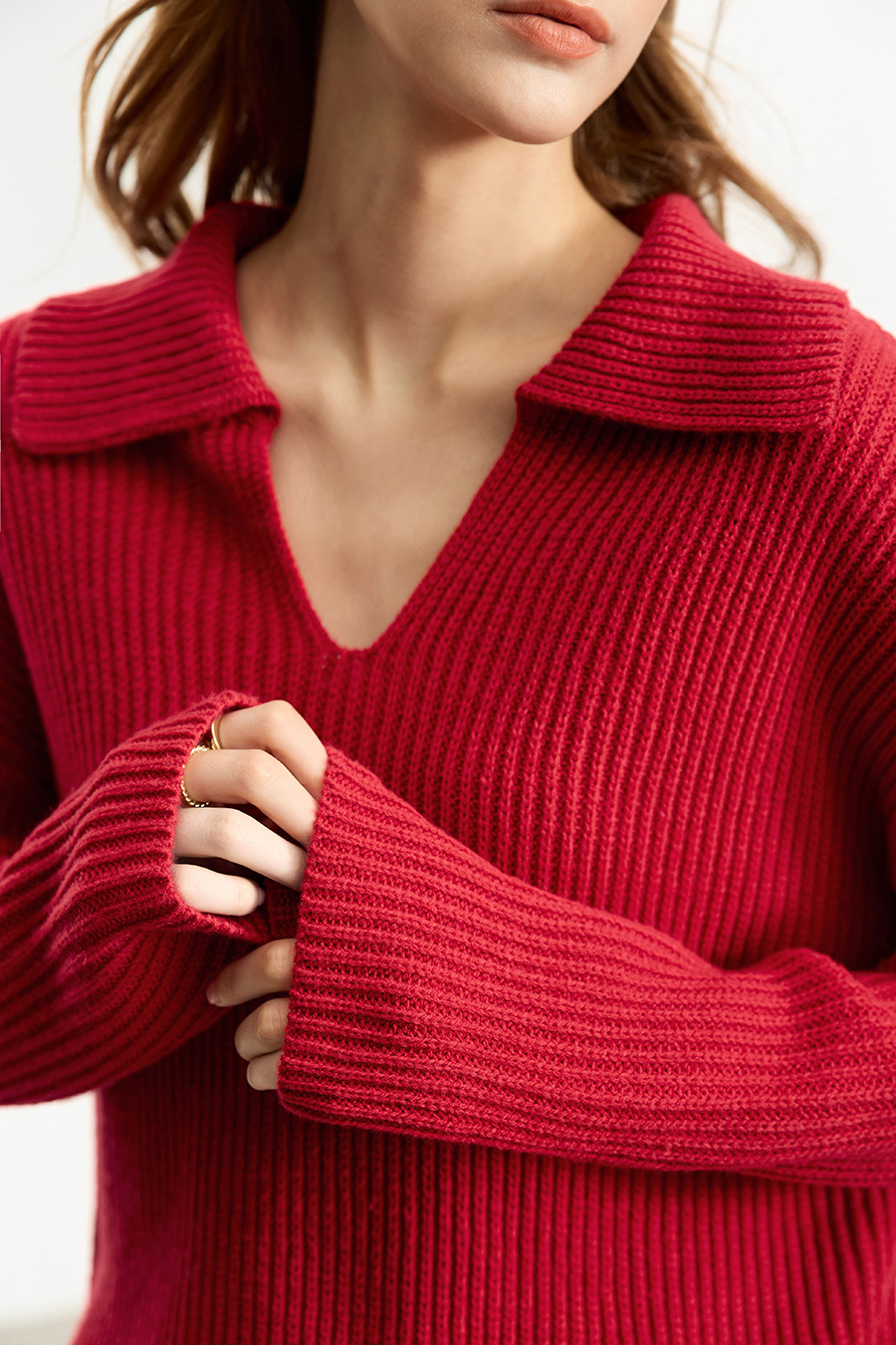 Lapel V - Neck Loose Sweater|AMII-AMII.com