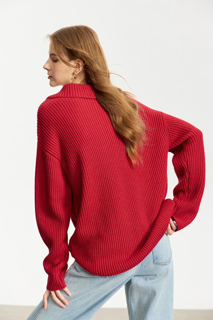 Lapel V - Neck Loose Sweater|AMII-AMII.com