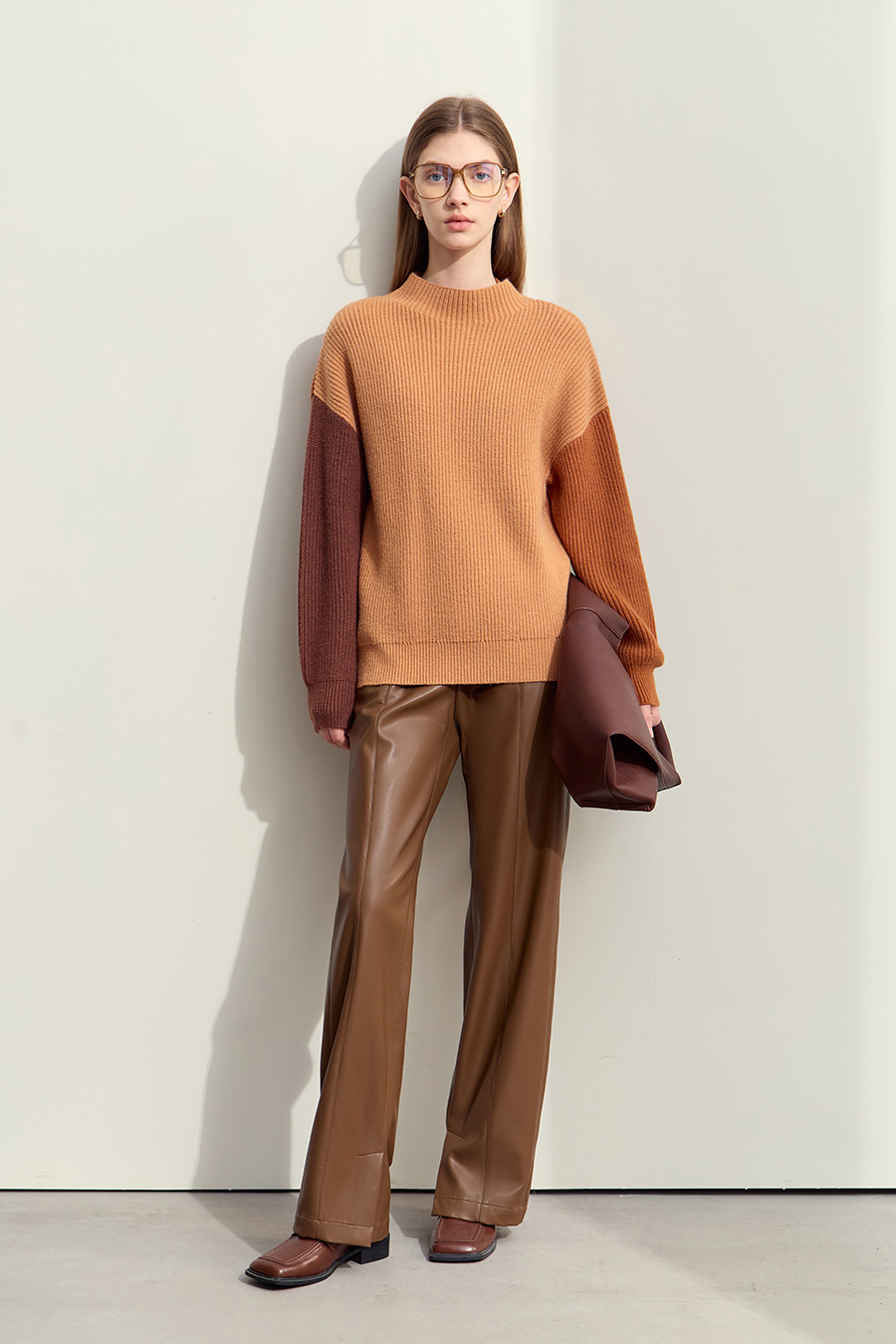 Drop Shoulder Color - block Sweater|AMII-AMII.com