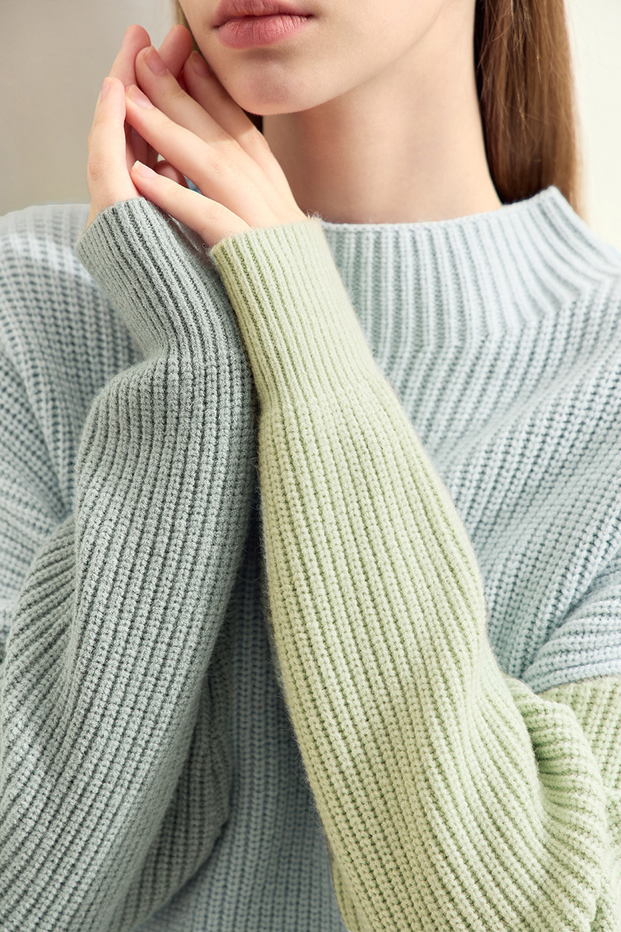 Drop Shoulder Color - block Sweater|AMII-AMII.com