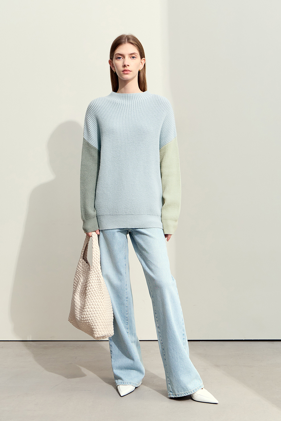 Drop Shoulder Color - block Sweater|AMII-AMII.com