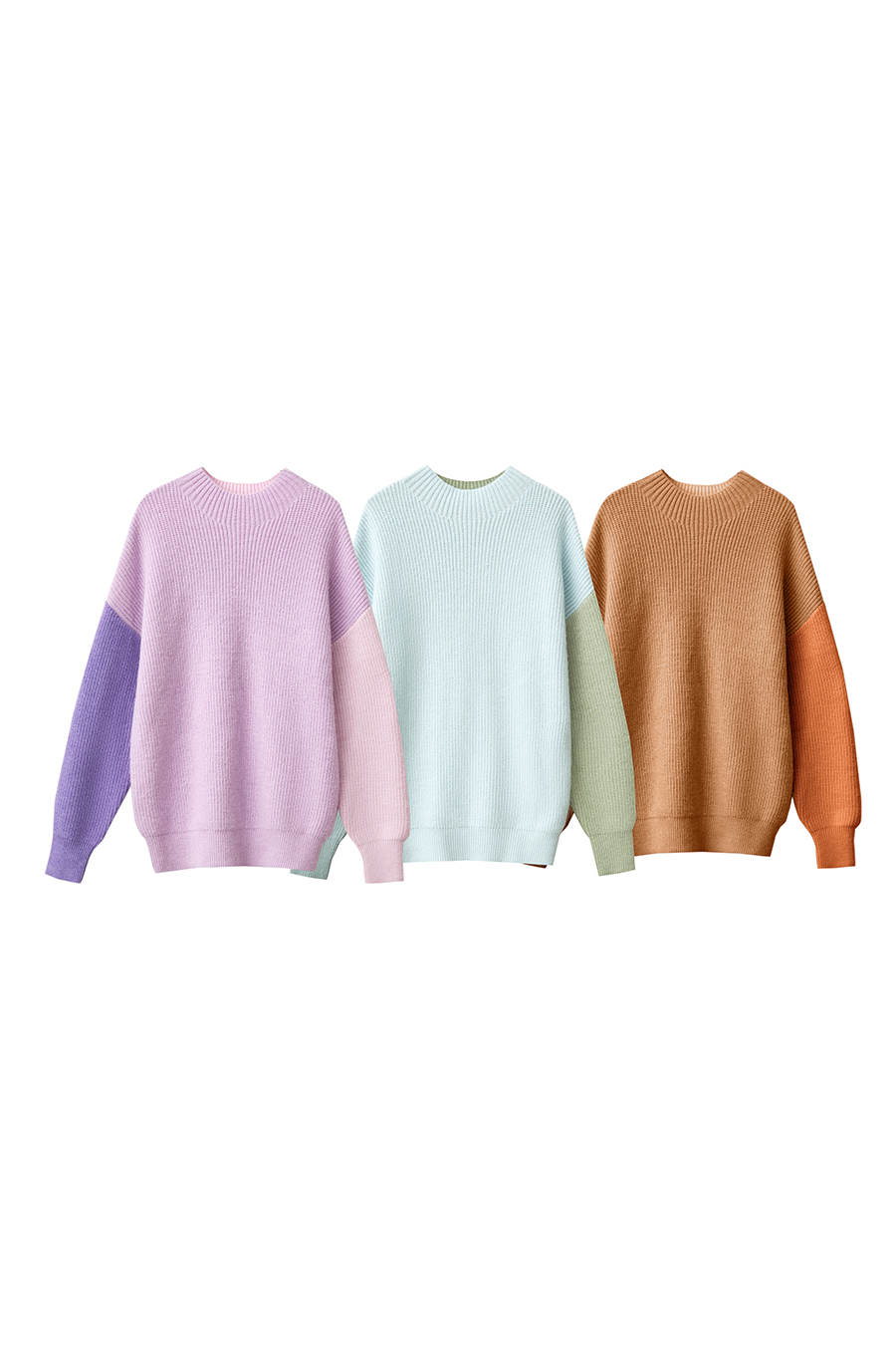 Drop Shoulder Color - block Sweater|AMII-AMII.com
