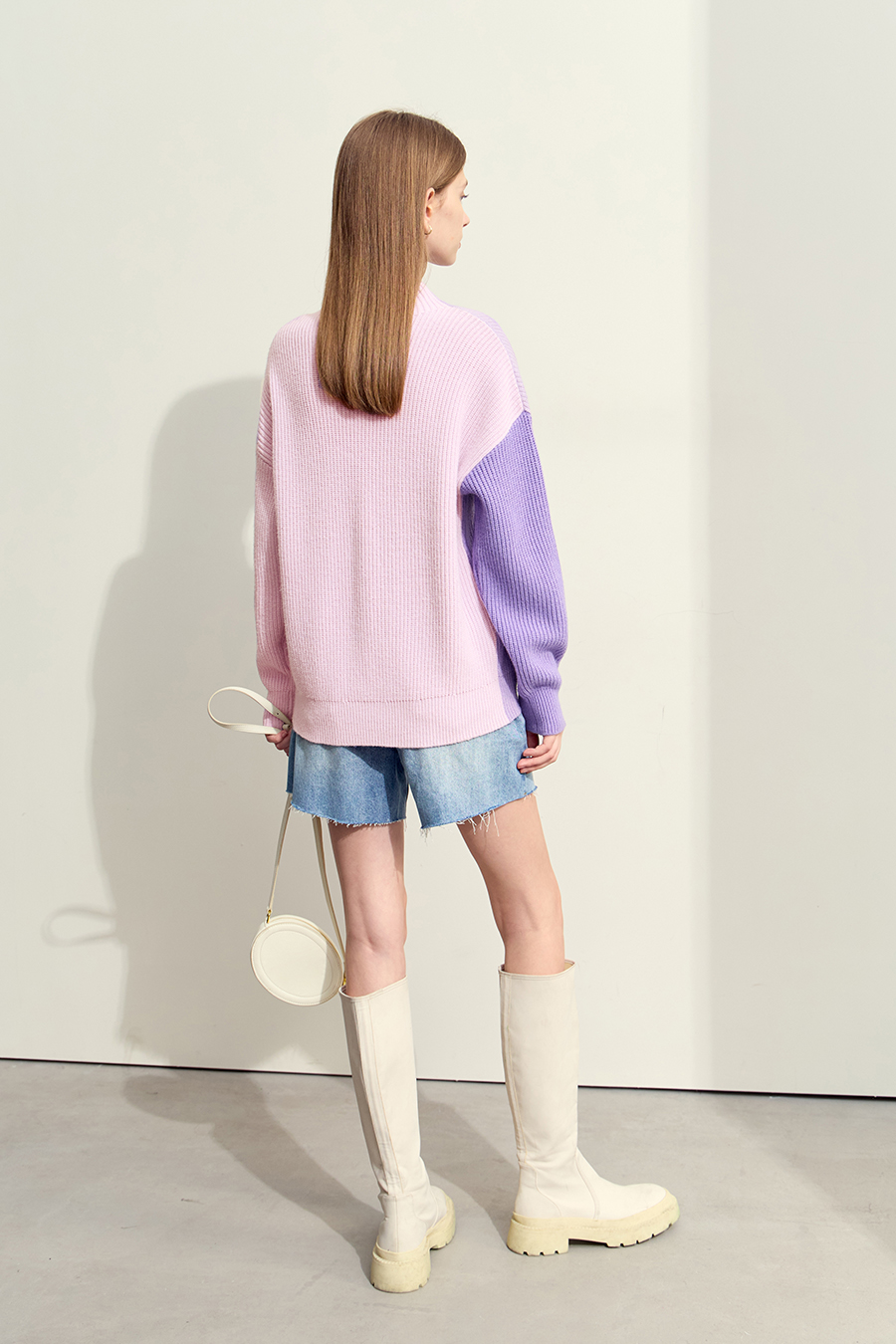 Drop Shoulder Color - block Sweater|AMII-AMII.com